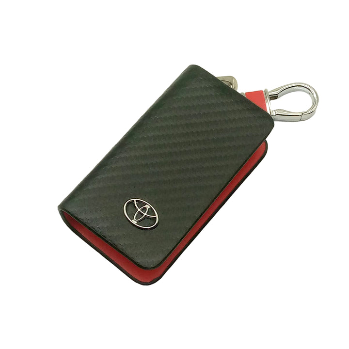 Toyota Zipper Key Cover Pouch Carbon Fiber with Keychain Ring