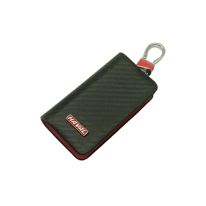 Haval Zipper Key Cover Pouch Carbon Fiber with Keychain Ring