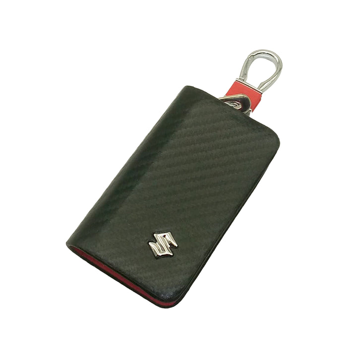 Suzuki Zipper Key Cover Pouch Carbon Fiber with Keychain Ring