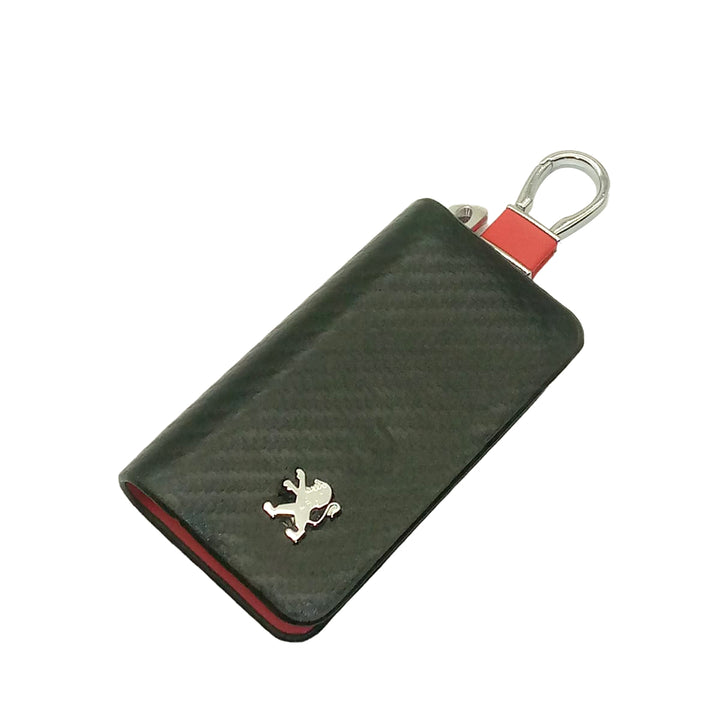 Peugeot Zipper Key Cover Pouch Carbon Fiber with Keychain Ring