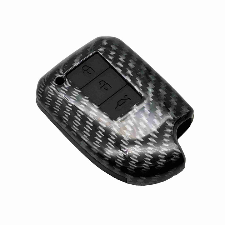 Toyota Yaris Plastic Protection Key Cover Carbon Fiber With Black PVC 3 Buttons - Model 2020-2021