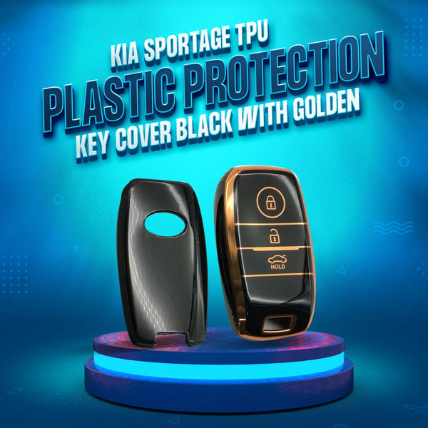 KIA Sportage TPU Plastic Protection Key Cover Black With Golden - Model 2019-2024