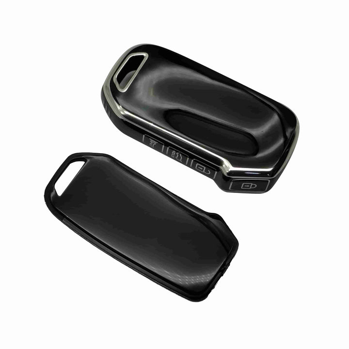 KIA Alpha TPU Plastic Protection Key Cover Black With Chrome 4 Button - Model 2021-2022