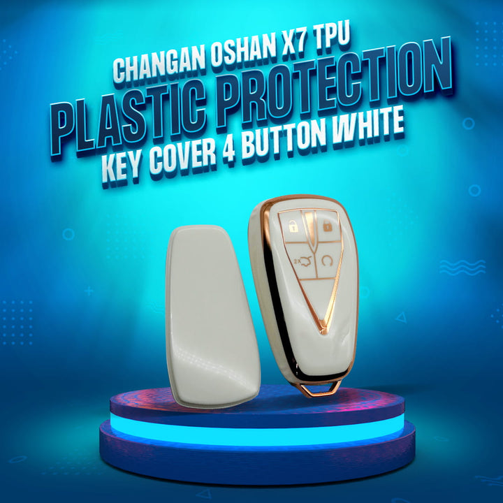 Changan Oshan X7 TPU Plastic Protection Key Cover 4 Button White - Model 2022-2024