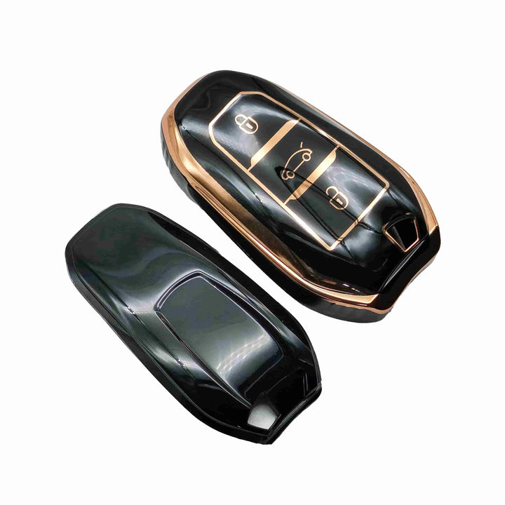 Peugeot 2008 TPU Plastic Protection Key Cover 3 Button Black - Model 2022-2024