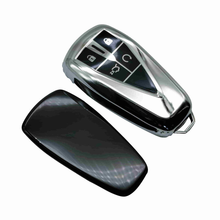 Changan Oshan X7 Jade TPU Plastic Protection Key Cover 4 Buttons Chrome With Black - Model 2022-2024