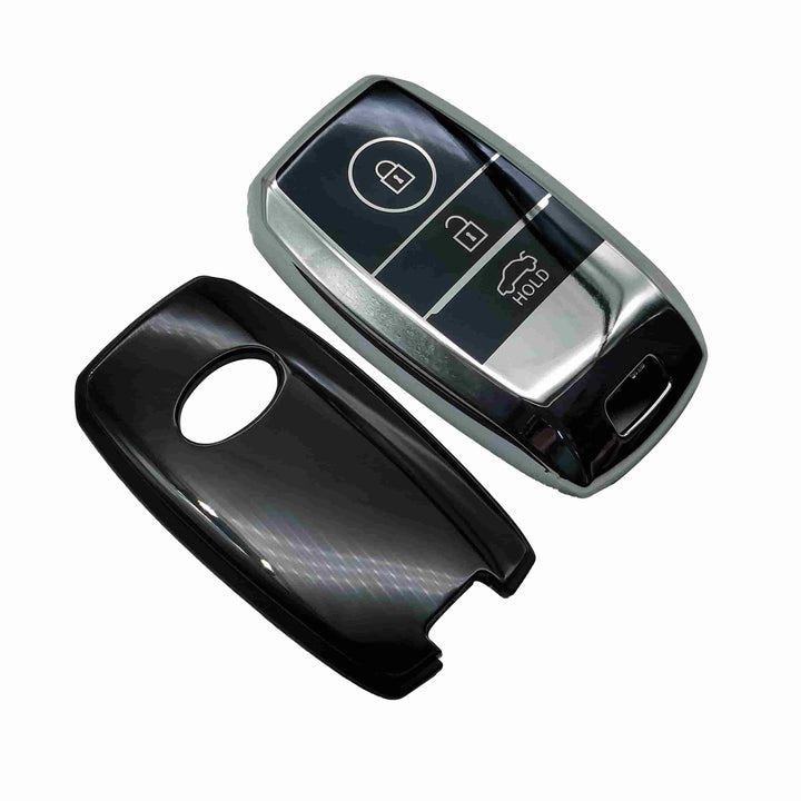 KIA Sportage TPU Plastic Protection Key Cover Chrome With Black - Model 2019-2024