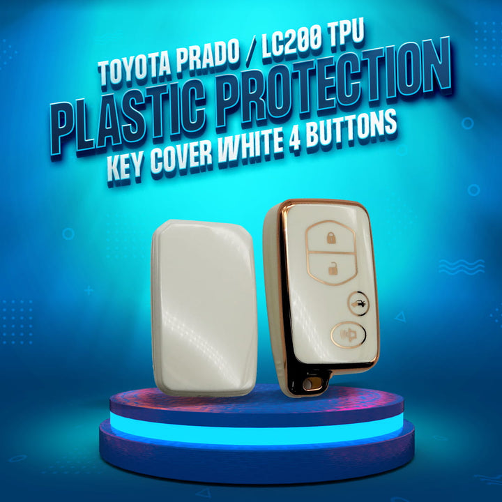 Toyota Prado / LC200 TPU Plastic Protection Key Cover White 4 Buttons - Model 2009 - 2021