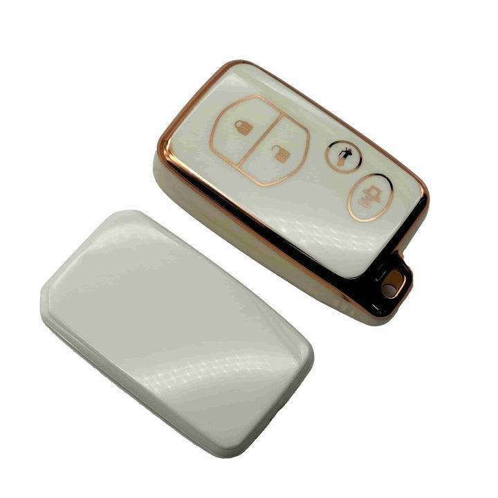 Toyota Prado / LC200 TPU Plastic Protection Key Cover White 4 Buttons - Model 2009 - 2021