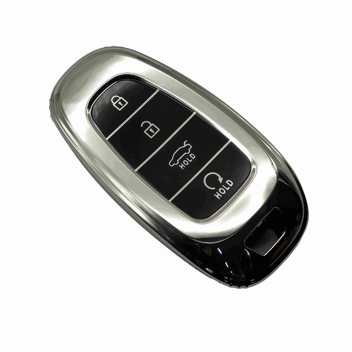 Hyundai Sonata TPU Plastic Protection Key Cover Chrome 4 Button - Model 2021-2024