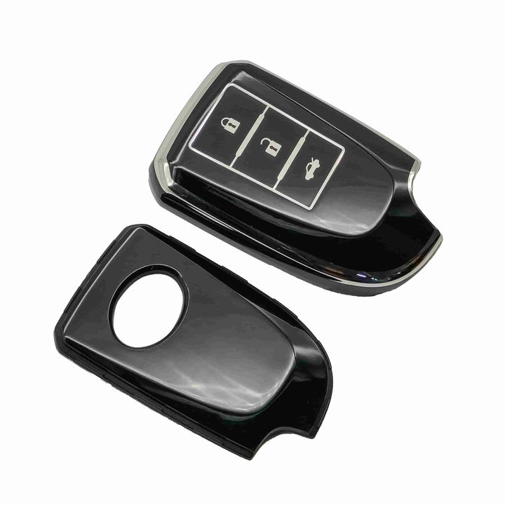 Toyota Yaris TPU Plastic Protection Key Cover Black With Chrome - Model 2021-2022