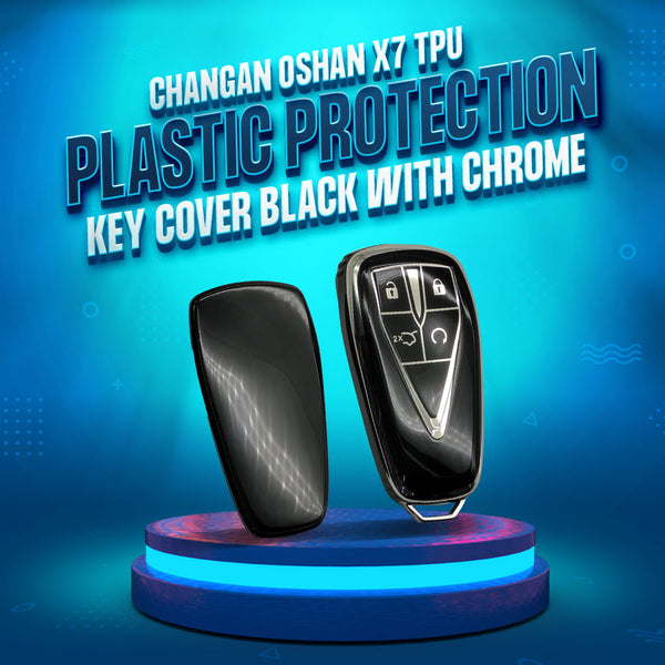 Changan Oshan X7 TPU Plastic Protection Key Cover Black With Chrome 4 Buttons - Model 2022-2024