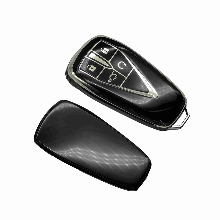 Changan Oshan X7 TPU Plastic Protection Key Cover Black With Chrome 4 Buttons - Model 2022-2024