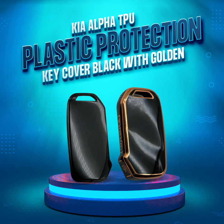 KIA  Alpha TPU Plastic Protection Key Cover Black With Golden 4 Buttons - Model 2021-2022