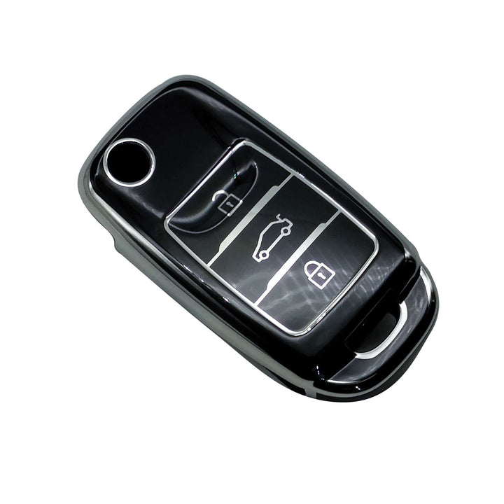 Changan Alsvin Jack Knife TPU Plastic Protection Key Cover Black With Chrome 3 Buttons - Model 2020-2024