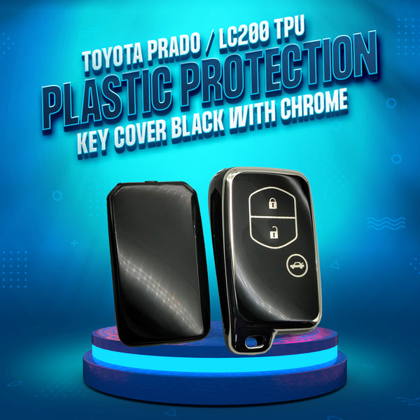 Toyota Prado / LC200 TPU Plastic Protection Key Cover Black With Chrome 3 Butons - Model 2009-2021