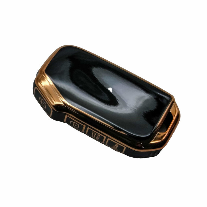 KIA Alpha Jack Knife TPU Plastic Protection Key Cover black With Golden 4 Buttons - Model 2021-2022