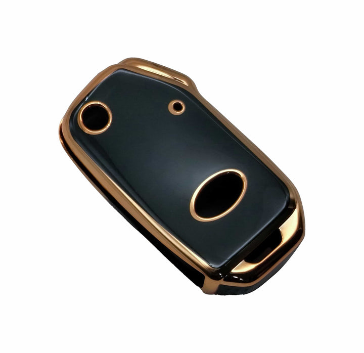 KIA Alpha Jack Knife TPU Plastic Protection Key Cover black With Golden 4 Buttons - Model 2021-2022