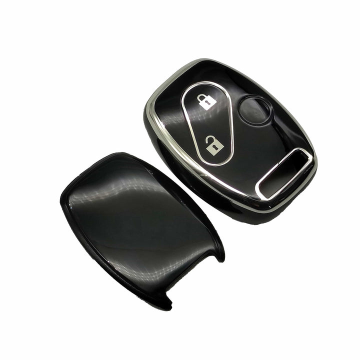 Honda City / Honda Civic Reborn / Honda CL9 TPU Plastic Protection Key Cover Black With Chrome 2 Buttons