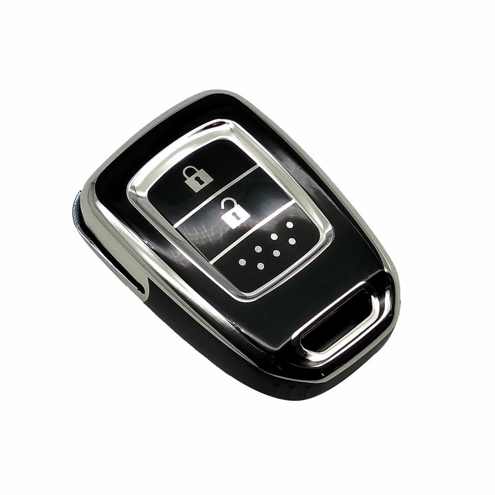 Honda BRV TPU Plastic Protection Key Cover Black With Chrome 2 Buttons - Model 2017-2022