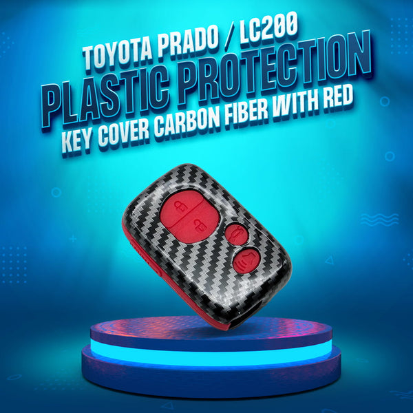 Toyota Prado / LC200 Plastic Protection Key Cover Carbon Fiber with Red PVC  4 Buttons - Model 2009 - 2021