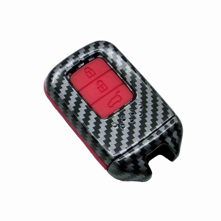 Honda Civic Plastic Protection Key Cover Carbon Fiber With Red PVC 3 Buttons - Model 2016-2021