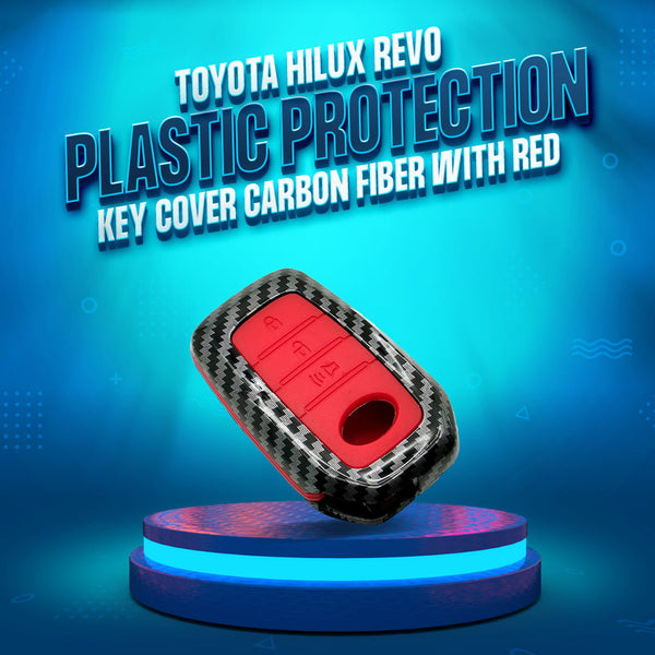 Toyota Hilux Revo/Rocco Plastic Protection Key Cover Carbon Fiber With Red PVC 3 Buttons