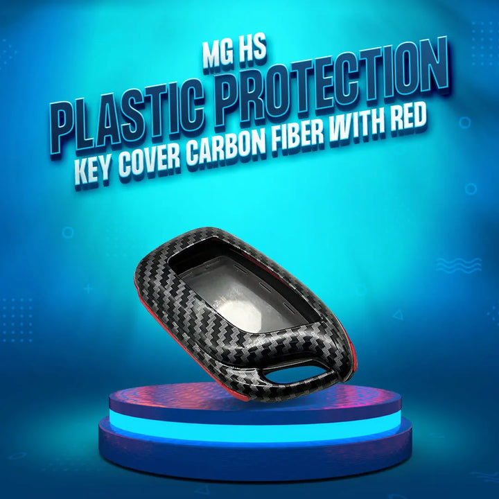 MG HS Plastic Protection Key Cover Carbon Fiber With Red 3 Buttons - Model 2020-2021