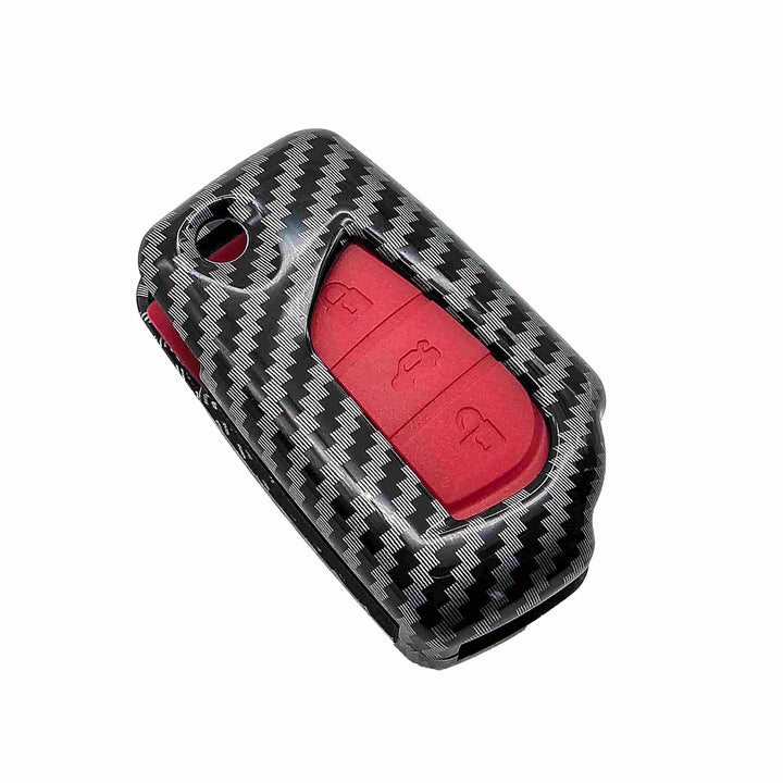 Toyota Hilux Revo/Rocco Corolla Jack Knife Plastic Protection Key Cover Carbon Fiber With Red PVC 3 Buttons