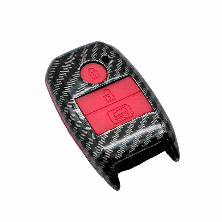 KIA Sportage Plastic Protection Key Cover Carbon Fiber With Red PVC 3 Buttons - Model 2019-2024