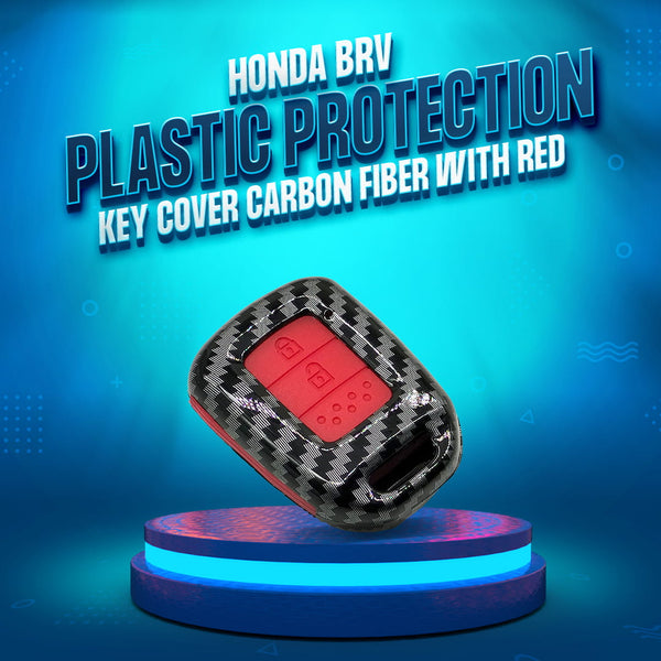 Honda BRV Plastic Protection Key Cover Carbon Fiber With Red PVC 2 Buttons - Model 2017-2022