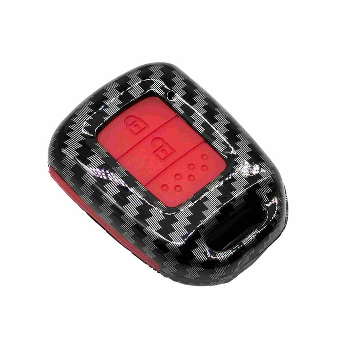 Honda BRV Plastic Protection Key Cover Carbon Fiber With Red PVC 2 Buttons - Model 2017-2022