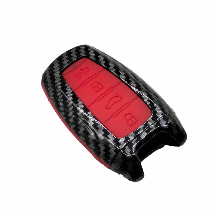 Haval Jolion / H6 Plastic Protection Key Cover Carbon Fiber With Red PVC 4 Buttons - Model 2021-2024