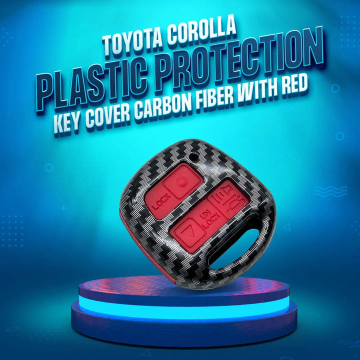 Toyota Corolla Plastic Protection Key Cover Carbon Fiber With Red 3 Buttons - Model 2006-2008