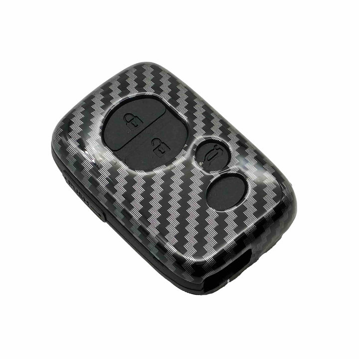 Toyota Prado / LC200 Plastic Protection Key Cover Carbon Fiber With Black PVC 3 Buttons - Model 2009- 2021