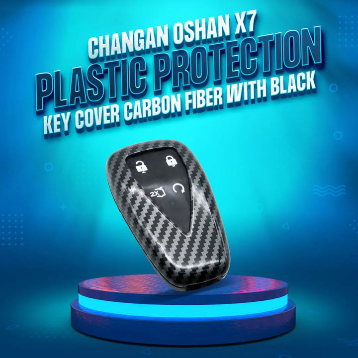 Changan Oshan X7 Plastic Protection Key Cover Carbon Fiber With Black PVC 4 Buttons - Model 2022-2024