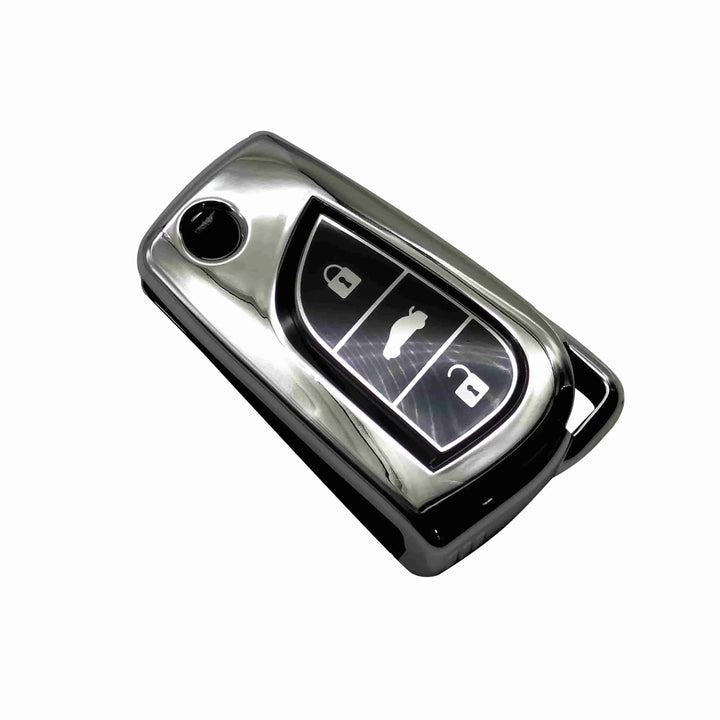 Toyota Corolla Hilux Revo/Rocco Tpu Metal Key Cover Full Chrome 3 Buttons