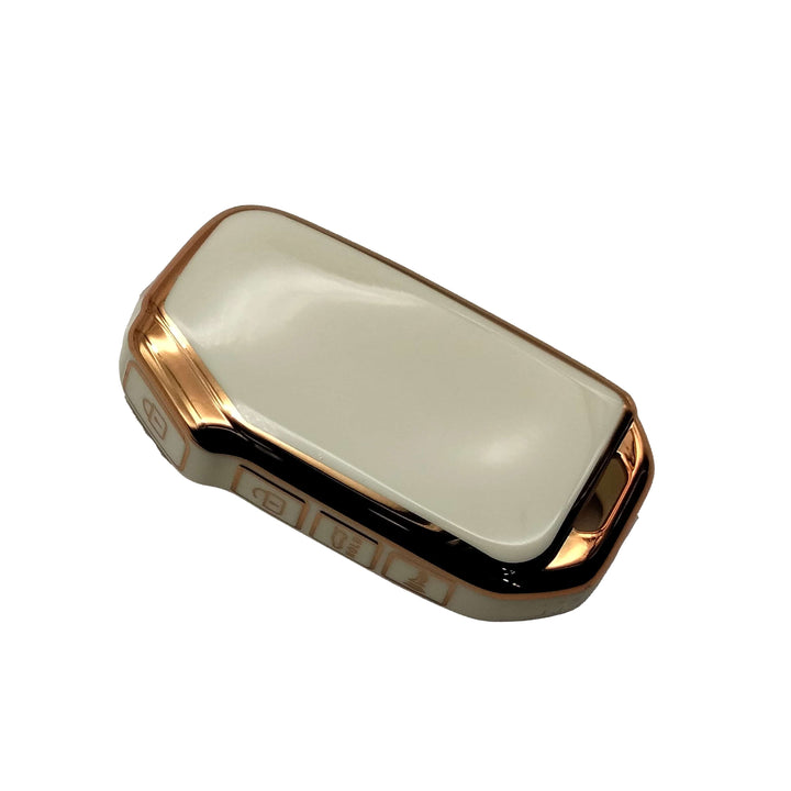 KIA Alpha TPU Plastic Protection Key Cover White With Golden 4 Buttons - Model 2021-2022