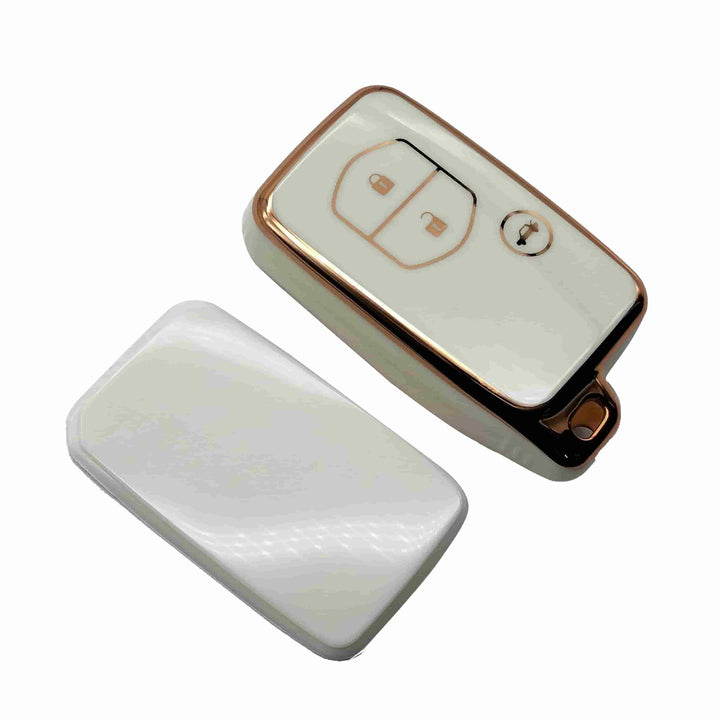 Toyota Prado / LC200 TPU Plastic Protection Key Cover White 3 Buttons - Model 2009 - 2021