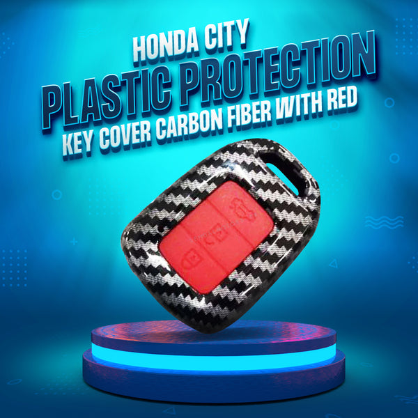 Honda City Plastic Protection Key Cover Carbon Fiber With Red PVC - Model 2021-2022