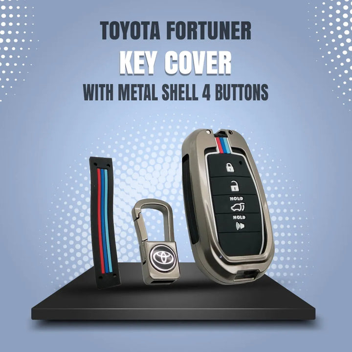 Toyota Fortuner Key Cover With Metal Shell 4 Buttons - Model 2016-2022