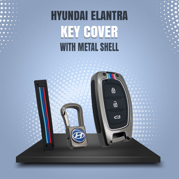 Hyundai Elantra Key Cover With Metal Shell - Model 2021-2024