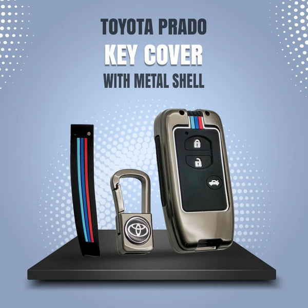 Toyota Prado Key Cover With Metal Shell 3 Buttons - Model 2009-2022