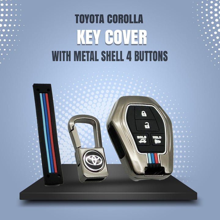 Toyota Corolla Key Cover With Metal Shell 4 Buttons - Model 2014-2015