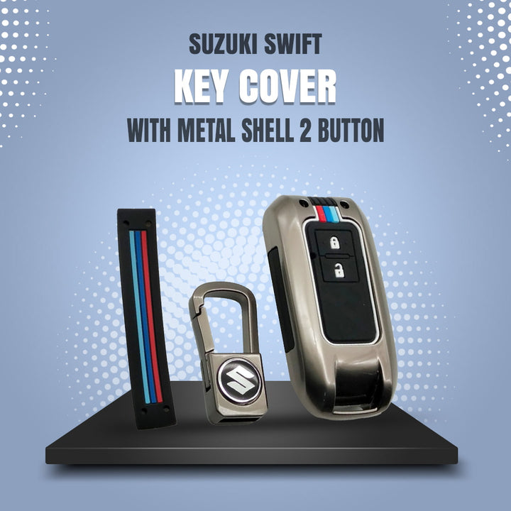 Suzuki Swift Key Cover With Metal Shell 2 Button - Model 2023-2024