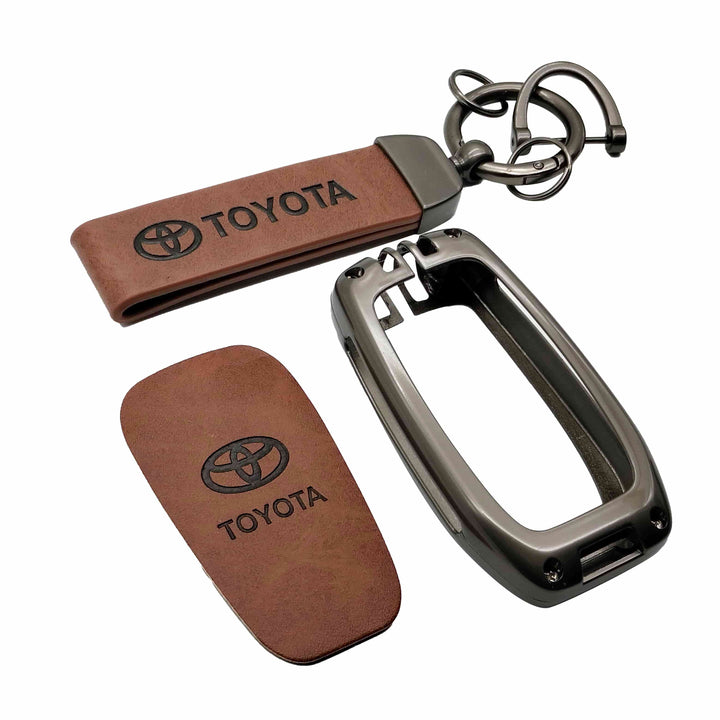 Toyota Revo/Fortuner Metal Key Shell with Brown Luxury Logo Key Chain