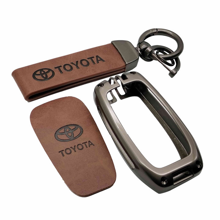 Toyota Revo/Fortuner Metal Key Shell with Brown Luxury Logo Key Chain