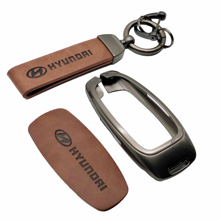 Hyundai Sonata  Metal Key Shell With Brown Luxury Logo Key Chain