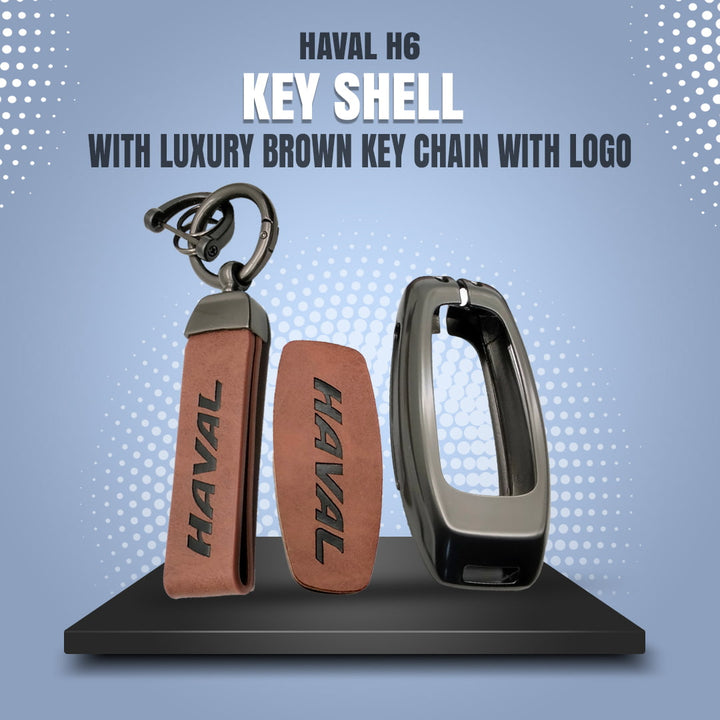 Haval H6 Key Shell With Luxury Brown Key Chain With Logo