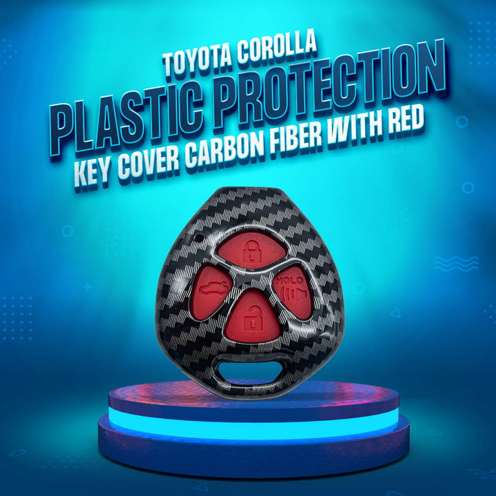 Toyota Corolla Plastic Plastic Protection Key Cover Carbon Fiber With Red 4 Buttons - Model 2009-2014